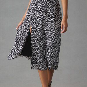 Maeve Lille Side-Slit Midi Skirt, black and white size 6